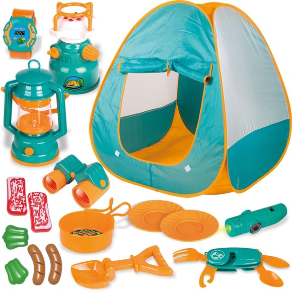 FUN LITTLE TOYS Pop Up Tent with Kids Camping Gear Set - Picture 3 of 4